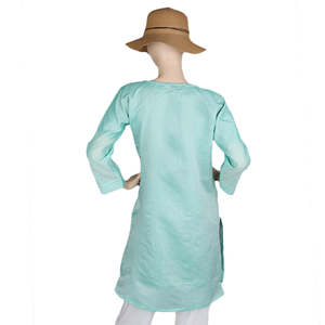 Women's Fancy Embroidered <b>Kurti</b> - Cyan - Product Image 5