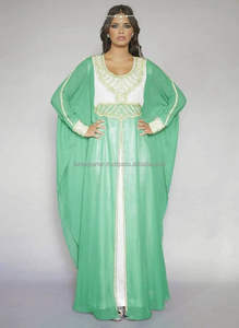 Caftán de gasa y seda de cuello redondo con cuentas elegantes de alta calidad - Product Image 2