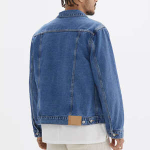 Chaqueta Vaquera Desgastada para Hombre, Cuello Alto, Estilo Vintage, Azul Desgastado, Moda Urbana, Logotipo Personalizado - Product Image 5