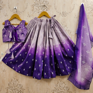 Ensemble Lehenga Choli ethnique pour enfants Shoryam Fashion |   Jupe longue en polyester imprimé bleu royal avec haut et dupatta |   Fête de Diwali - Product Image 2