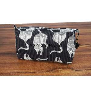 Juego de 3 Estuches Organizadores de Cosméticos Pequeños Reutilizables con Borlas Estampadas a Mano para Niñas y Mujeres - Bolsas Ecológicas - Product Image 3