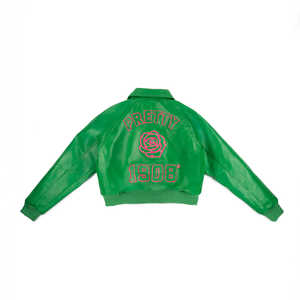 Veste universitaire en cuir PU brodée en chenille verte Alpha Kapa Alpha AKA, veste bomber personnalisée avec lettres grecques de sororité, fabricant - Product Image 2
