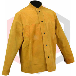 Chaqueta de soldadura de cuero dividido de piel de vaca resistente al fuego de seguridad Industrial de alta resistencia 200C respirador de costuras soldadas resistentes al calor - Product Image 1
