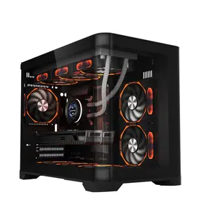 Populäres Design gehärtetes Glas Gaming Case M-ATX Mitte Tower Gaming Gabinete PC Case gebogenes Glas Computer gehäuse