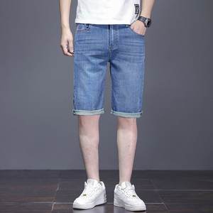 Short d'été en jean taille moyenne pour hommes Broderie stretch déchiré Slim Straight Black Solid Streetwear Fashion Clothing - Product Image 4