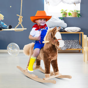 HOMCOM 74 × 33 × 62cm Plush Children's <b>Wooden</b> Rocking Horse Ride-on <b>Toy</b> <b>Animal</b> - Product Image 2