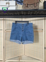 Vente en gros Mini jean d'occasion pour femmes, vêtements de seconde main pour femmes trois quarts