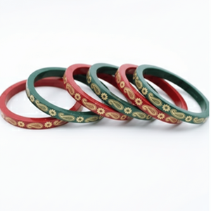 <b>Red</b> & Green Ethnic Floral Lac Bangles Set of 5-Fashionable Gift for Women - Product Image 3