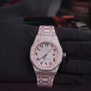 Lujoso reloj de diamante de moissanita automático de 41mm, efecto helado, número árabe, esfera de cristal, diseño de encanto de moda, edición limitada - Product Image 2