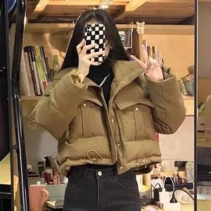 Chaqueta acolchada de estilo coreano a la moda para mujer, abrigo de algodón grueso estampado de invierno con ajuste holgado, nueva chaqueta acolchada con estilo - Product Image 3