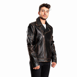 Stylish Outdoor Winter Leather Jackets Men's Biker Leather Jackets in Black Color Genuine Leather Made Full Sleeves - Product Image 4