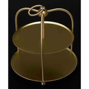 Exhibidor de Pasteles Redondo de Metal Dorado Vintage de 2 Niveles, Soporte de Exhibición de Postres y Cupcakes de Hierro Premium para Fiestas y Decoración del Hogar, Mejor Precio - Product Image 1