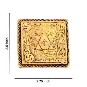 Chowki ทองเหลือง chowki chowki สำหรับ pooja ตกแต่งบ้านสำหรับ God Idol ทรงสี่เหลี่ยมงานฝีมือดอกบัวออกแบบ chawki - Product Image 2