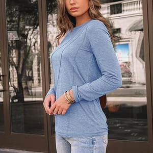 Camisetas Casuales de Algodón de Manga Larga con Cuello Redondo Personalizadas para Mujer, Camisetas Deportivas Transpirables de Moda de Manga Larga para Mujer - Product Image 3