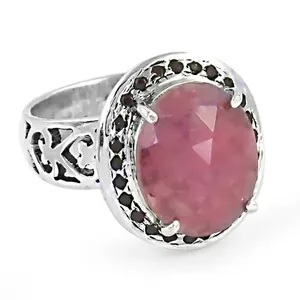 Anillo de Plata 925 con Rubí para Mujer, Corte Ovalado, Estilo Vintage, Engaste de Bisel, Joyería para Uso Diario - Product Image 1