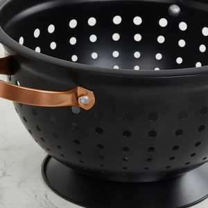 Wholesale <b>Black</b> Stainless Steel Colander Strainer with Handle Pasta & Vegetable <b>Washing</b> Drain <b>Basket</b> for Home & Commercial Use - Product Image 4
