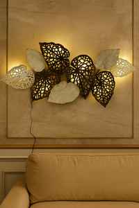 Handcrafted Metal Leaf Wall Art with LED Backlight | Modern Decorative <b>Iron</b> Wall Panel for Bedroom & Living Room Decor - Product Image 2