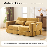 Chenille Modulares Sofa Platzsparendes Modernes Sofa Hochelastisch Kleines Apartment-Sofa für Mietwohnungen Wohnzimmer