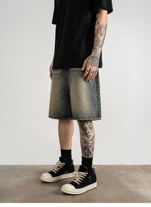 Baggy personnalisé en coton denim pour hommes Jeans déchirés respirant court motif tissé Style décontracté - Product Image 6