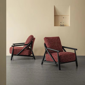 <span class=keywords><strong>Fauteuil</strong></span> de salon moderne avec structure en bois massif et revêtement en tissu |   <span class=keywords><strong>Fauteuil</strong></span> d'appoint minimaliste pour salon - Product Image 5