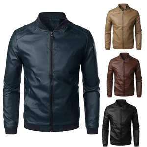 Top Selling Men's Winter Fashion <b>Jacket</b> Genuine Leather with Stand Collar and Zipper Branded Leather <b>Jacket</b> for <b>Boys</b> - Product Image 5