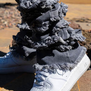 Pantalones apilados de color puro de diseño personalizado, ropa informal de lona de cintura media, patrón recto, tarifa al por mayor con etiqueta privada - Product Image 6