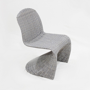 Modern Outdoor Single <b>Chair</b> with Metal Frame and Grey Reflective Woven Rope for Patio, <b>Garden</b> and Balcony - Product Image 3