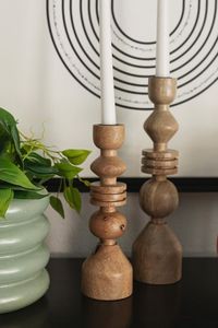 Handmade Wooden Pillar Candlestick 100% Solid Wood Rural Floor 3 Sets <b>Candle</b> <b>Stand</b> Usage Home Decor Christmas Day - Product Image 4