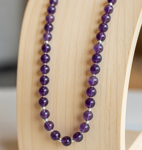 Femmes 18 pouces argent 925 serrure collier noué à la main améthyste pierre perlée Design géométrique guérison naturelle mode à la mode - Product Image 5