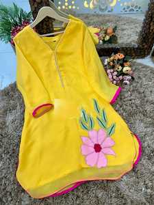 Farshi Salwar Punjabi brodé costume d'été manches courtes ethniques pakistanaises avec Sharara Pallazo Inde Anarkali vente en gros - Product Image 3