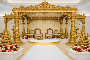 งานแต่งงานอินเดียใต้สีขาวทองบอลลีวู้ด Mandap Maharani งานแต่งงานอินเดียบอลลีวู้ด Mandap Jodakbar ไฟเบอร์งานแต่งงานสหรัฐอเมริกา - Product Image 4