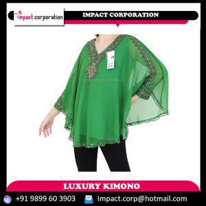 Hot Selling Trendy V-neck Muslim Beaded <b>Sequins</b> Short Kaftan Caftan <b>Top</b> Woman Blouse Free Size <b>Long</b> <b>Sleeve</b> Slim Fit Kaftan <b>Top</b> - Product Image 2