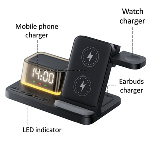 Réveil numérique intelligent 3-en-1 <span class=keywords><strong>15W</strong></span> 2026 avec <span class=keywords><strong>chargeur</strong></span> <span class=keywords><strong>sans</strong></span> <span class=keywords><strong>fil</strong></span> personnalisé et calendrier pour montre - Product Image 4