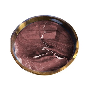 Bandeja de madera redonda con borde de incrustaciones de hueso para servir comida rápida, de alta calidad, para uso en hoteles, hogares y catering, bandeja para servir desayuno en casa. - Product Image 4