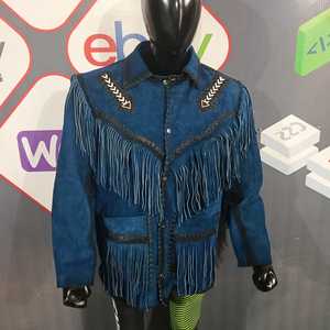 Best Looking OEM <b>Men's</b> Winter Casual Fringe <b>Suede</b> Leather <b>Jacket</b> High Quality Genuine Western Style Stand Collar Cowboy Style - Product Image 6