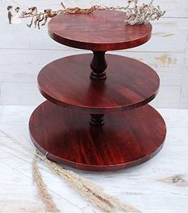 ชั้นวางเค้กไม้อะคาเซียถาดไม้กลมสำหรับเสิร์ฟเค้กและผลไม้ - Product Image 6