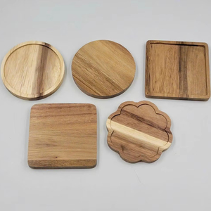 Dessous de verre en bois d'acacia écologique personnalisable D9H1 cm minimaliste couleur naturelle polie Huhipro OEM/ODM Viet Nam assiettes à vaisselle - Product Image 1