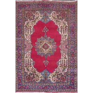 Trabiz Semi Antique Hand Knotted Persian Tabriz Rugs Red, 9'9 X 6'10, Panr02916 (Red : 10556) - Product Image 1