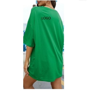 Camiseta de Algodón 100% Transpirable y Ecológica para Mujer, Talla Grande, Casual, Larga, Holgada, con Estampado y Mangas Cortas - Product Image 6