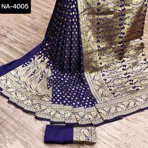 Vêtements ethniques indiens en soie douce avec motif de tissage Zari et Meenakari Weawing Rich pallu avec bordure de tissage Zari Sari avec chemisier - Product Image 2