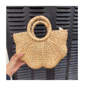 กระเป๋าชายหาดสุดอินเทรนด์กระเป๋าโท้ทผักตบชวาสานด้วยมือกระเป๋าสะพายไหล่ทำจากฟางธรรมชาติกระเป๋าถือแบบยั่งยืน - Product Image 1