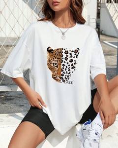 Ropa de calle personalizada de alta calidad con hombros caídos camiseta blanca personalizada impresa 100% algodón mujeres camisetas lisas con diseño - Product Image 2