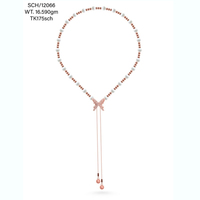 Nuevo collar con colgante de CZ en forma de V de la suerte chapado en oro de 18 quilates cadenas geométricas de dos capas para mujer para boda y regalo