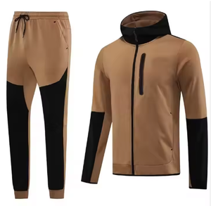 ชุดวิ่งออกกำลังกาย2ชิ้นของผู้ชายชุดวอร์มคอปกตั้งและปิดด้วยเชือกรูดโลโก้ด้านหน้าขนาดใหญ่พิเศษ - Product Image 2