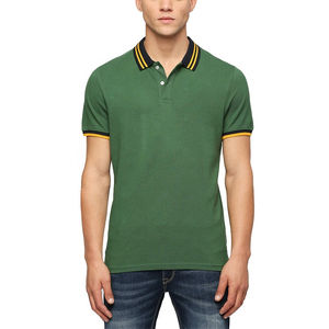 Rendimiento personalizado 100% algodón para camisa Polo para hombre Logotipo de impresión suave Raya Cuello de punto Puño Regular Fit Transpirable Split - Product Image 1