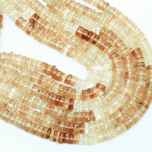 Perles de topaze impériale naturelle, teintées, lisses, en forme de pneu, 6-9 mm, perles de topaze brune taillées en roue, perles Heishi, bijoux - Product Image 4