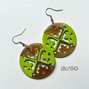 Pendientes de Plata Lacada Hechos a Mano en Vietnam, con Grabado Floral Verde, Estilo Vintage, para Bodas, Personalizados, al por Mayor, Accesorio de Moda - Product Image 4