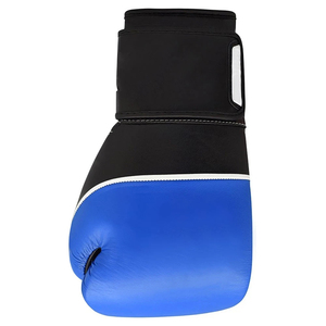 Blue And Black Faux Leather Boxing Gloves With <b>Velcro</b> Wrist <b>Strap</b> For Adults Training Use - Product Image 2