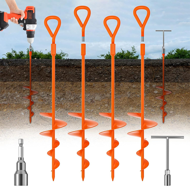 Long Ground Anchor Multi Purpose Trampoline Stakes Mobile Home Anchors Heavy Duty Spiral Ground Anchors