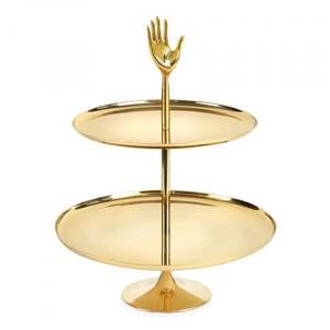 Gold Polished Stainless Steel Chocolate Server <b>Stand</b> Handmade <b>with</b> Two Tiers and <b>Mirror</b> Finish for <b>Table</b> Presentation - Product Image 2